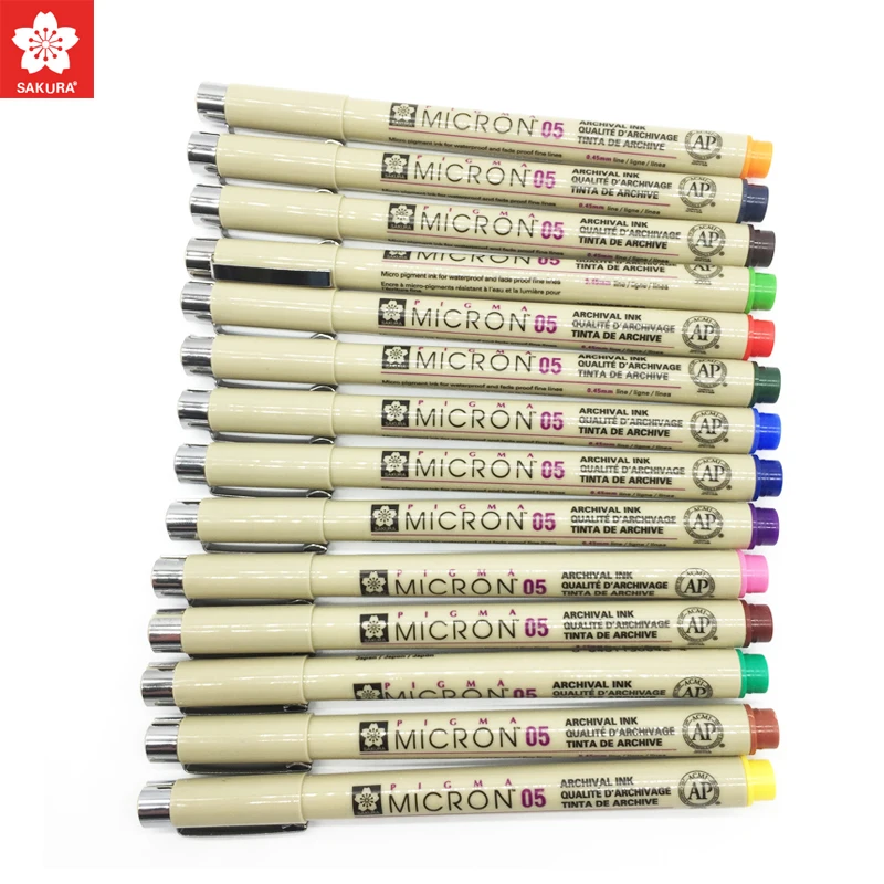 Miglior Set di 8 14 colori SAKURA Pigma Micron Penna di Linea 0.25 millimetri 0.45 millimetri di Colore Linee di Trafilatura di Fineliner Marker studente penna Rifornimenti di Arte