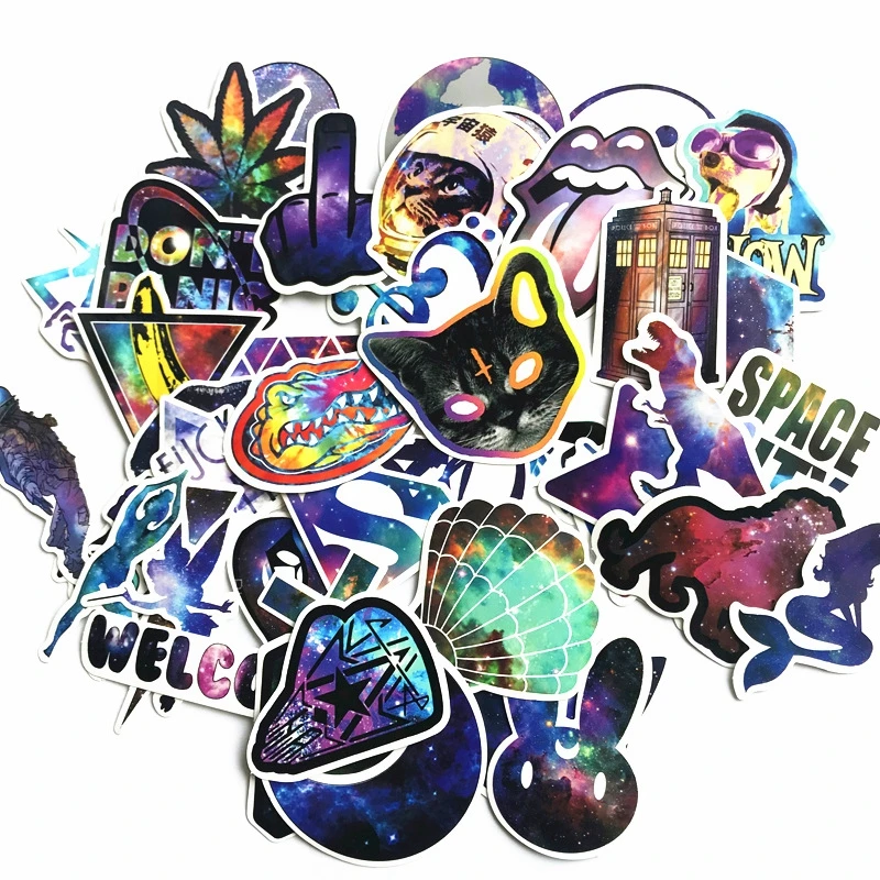 42pcs Cartoon Anime Stickers Galaxy Starry Sky Pack Kid Toys Scrapbook Book Laptop Waterproof Funny Sticker Classic Toy | Игрушки и