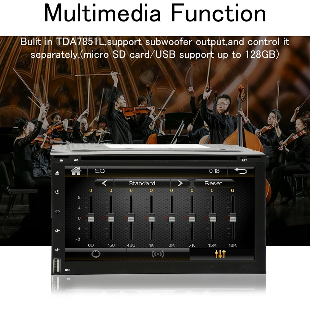 Discount 2 Din Android 6.0 DVD CD Car Radio Stereo 6.95" Car GPS Navigation Wifi Bluetooth USB Radio Audio Player subwoofer USB SD Player 6