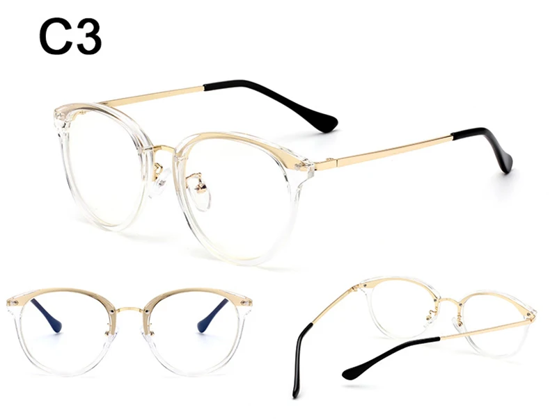 Винтаж круглые очки в металлической оправе без рецепта очки кадр для Для женщин - Цвет оправы: transparent gold C3