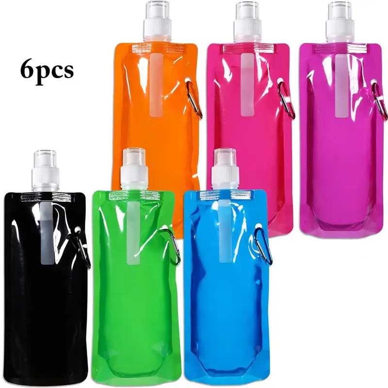 

Collapsible Water Bottle 6 Pcs 480ml Practical Foldable Folding Lightweight Compact For Camping Backpacking Hiking Climbing