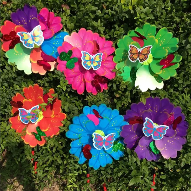 Ветряной Спиннер мельница мультфильм бабочка декоративные садовые цветы красочные наружное украшение для двора вечерние детские игрушки подарки