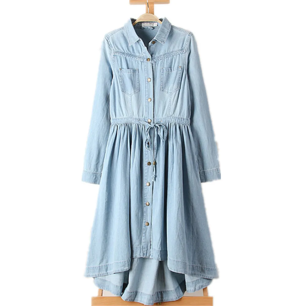 Free Shipping! 2015 Spring and Autumn Women's Vintage Denim Dress