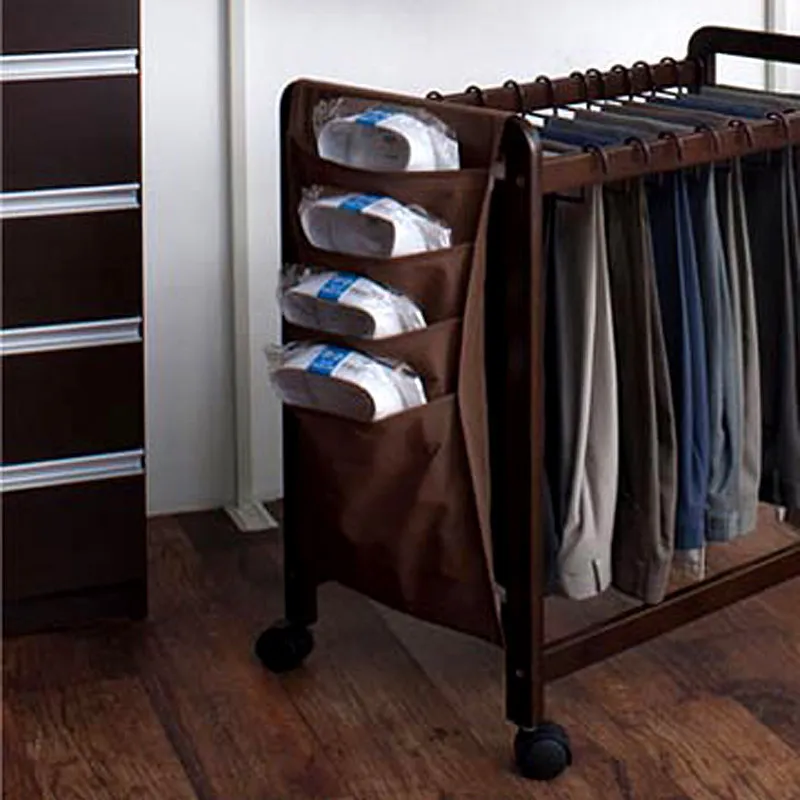 74.5x76cm Push pull Wood Pants Rack/Movable Clothing & Wardrobe Storage