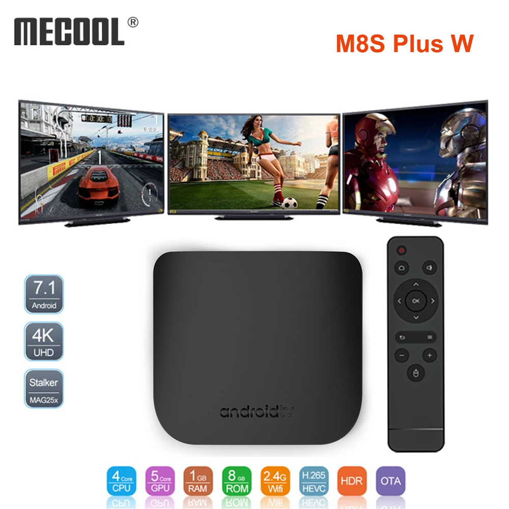 

MECOOL Mini Smart TV Box Android 7.1 Octa Core 1GB 8GB 4K 2.4G WIFI 2018 Football Cup TV Set Top Box Support OTA Update Stalker
