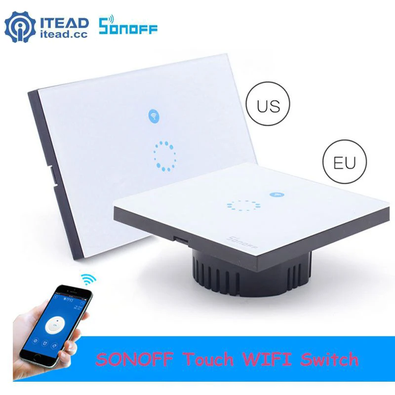EU/US Itead Sonoff Touch WIFI Switch Luxury Glass Plate 1 Gang 1 Way