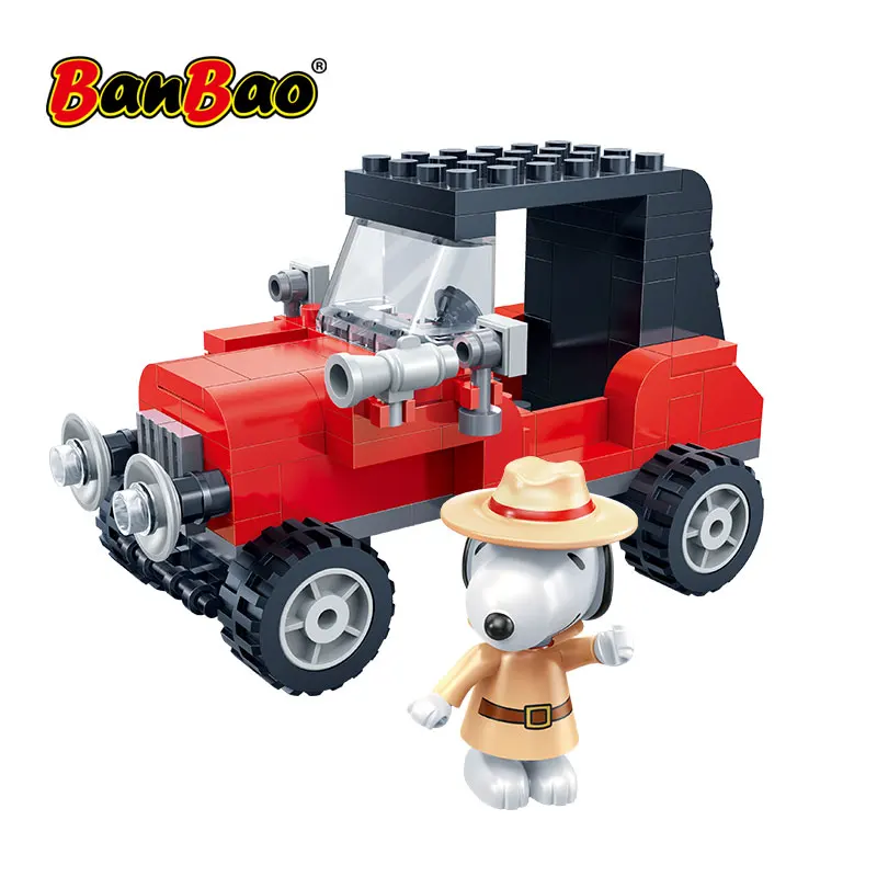 BanBao 7527 Горячая IP Snoopy арахис винтажный маленький автомобиль пластиковые