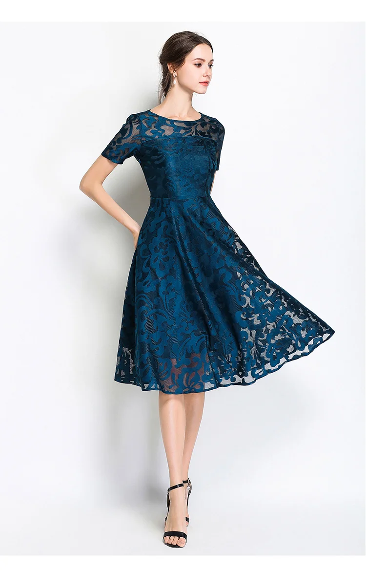 Элегантное женское летнее черное кружевное платье Robe Femme Ete Vestido размера плюс платья для женщин 5xl синее пляжное вечернее платье K8999