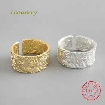 

Leouerry 925 Sterling Silver Irregular Concave Surface Foil Paper Pattern Rings for Women Man Jewelryaccessories