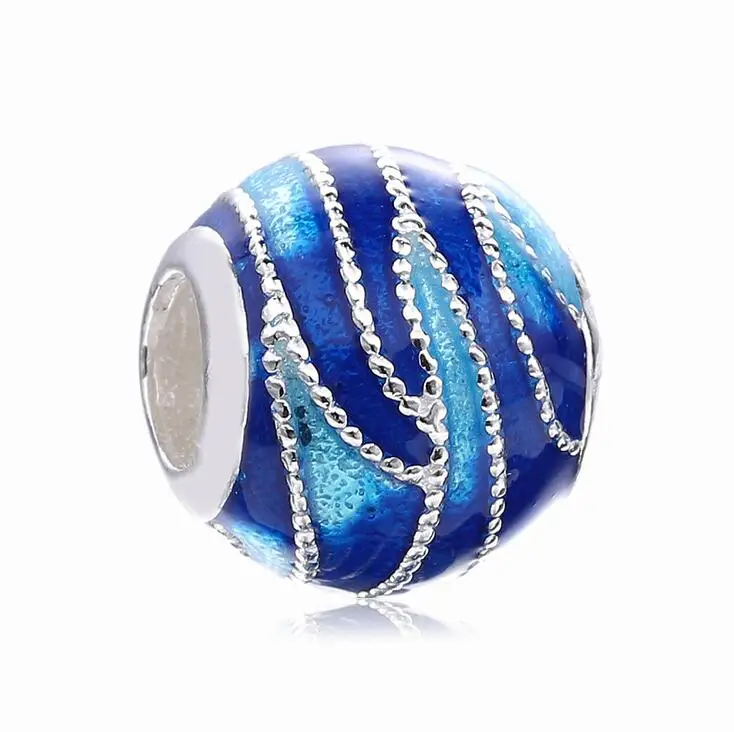 

2018 Spring New 925 Sterling Silver Beads Blue vortex Charm Fits Pandora Bracelet Bangle for Women Jewelry Making Accessories