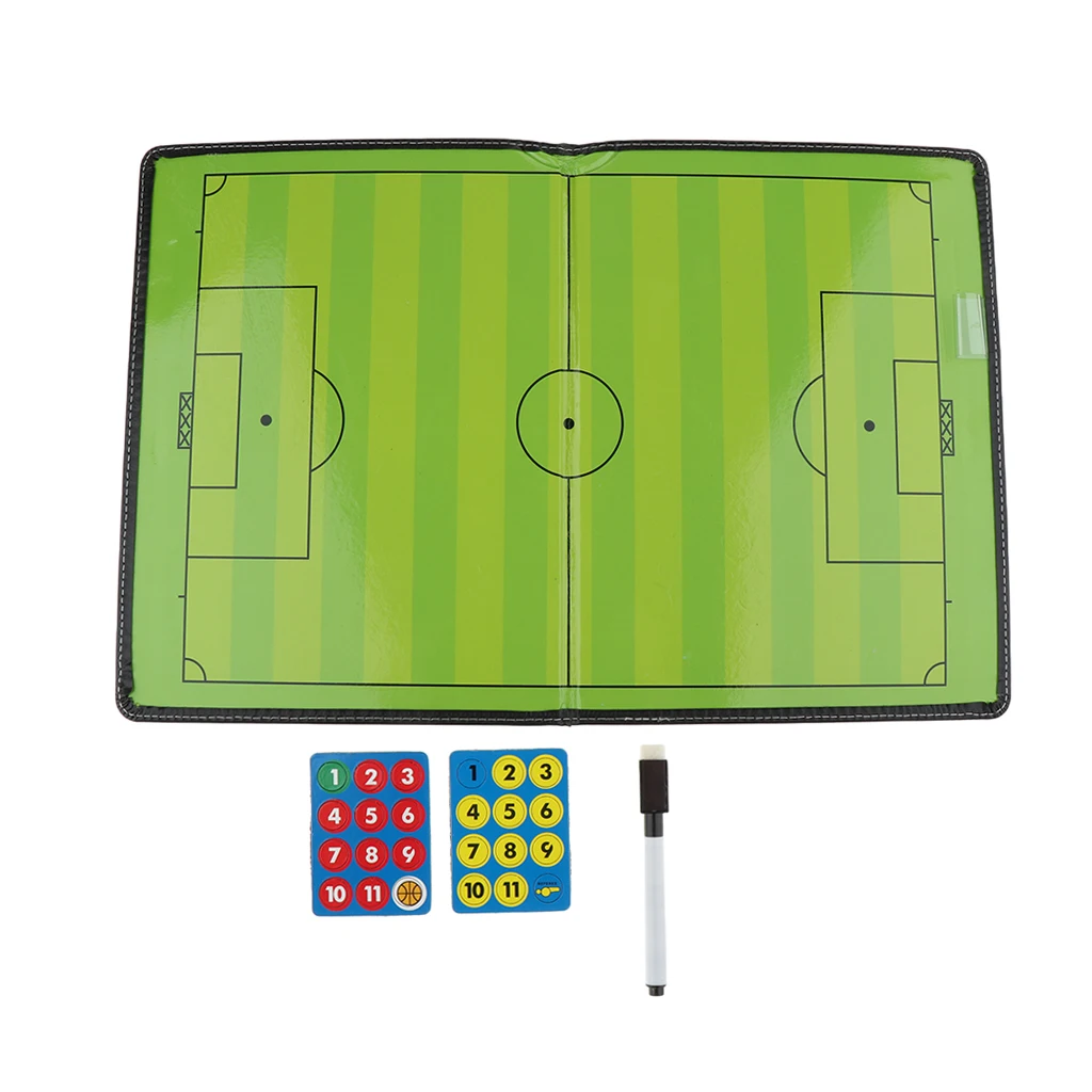 Football Coaching Board Foldable Strategy Teaching Clipboard Kit with Dry Eraser Marker Pen Magnets