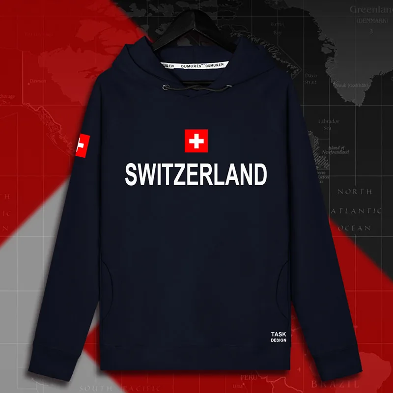 Swiss Confederation Switzerland CHE CH Confoederatio Helvetica мужские пуловеры с капюшоном, толстовки, Мужская толстовка, тонкая новая уличная одежда - Цвет: hooded-navy