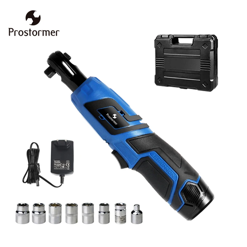 

Prostormer 12V Electric wrench 3/8 Cordless Ratchet Auto Repair Tool Portable Toolbox Built-in Hrench Head Electric Tools