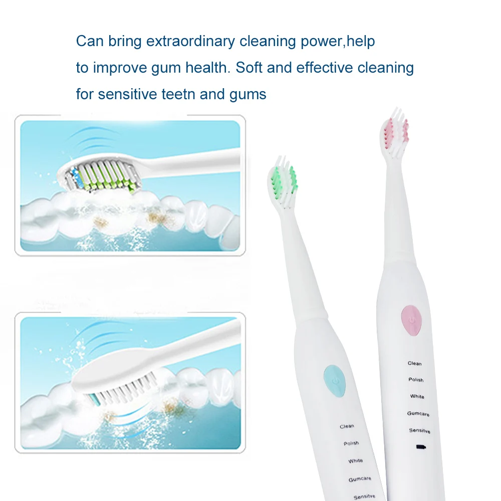 AZDENT, 5 режимов, AZ-3, профессиональная электрическая звуковая зубная щетка, USB, перезаряжаемая, с 4 шт сменными зубными щетками, насадки для отбеливания зубов, таймер