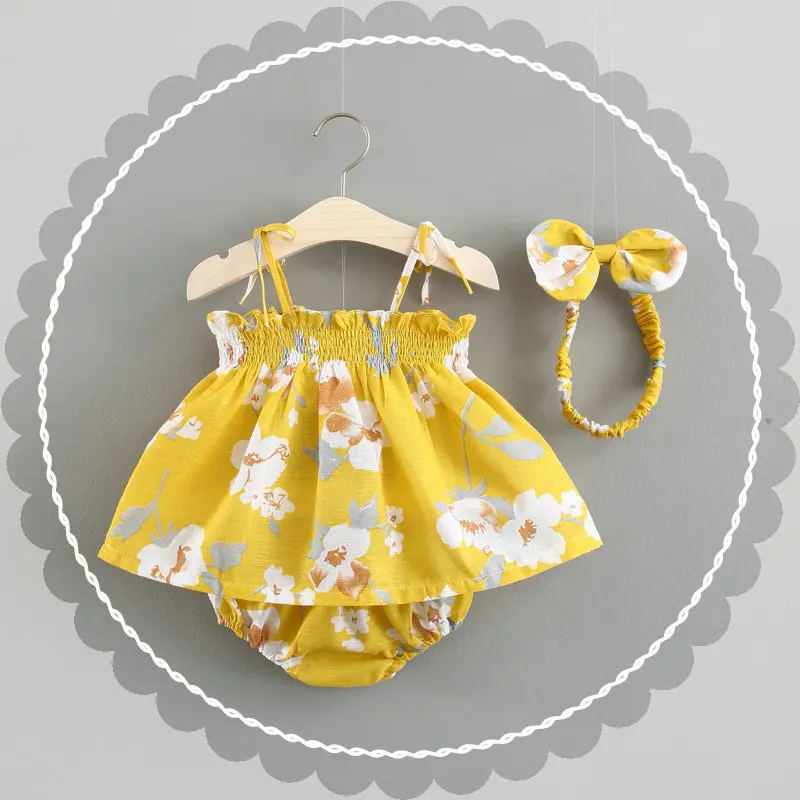 Новая летняя одежда для малышей платья Одежда для маленьких девочек принт с цветочным рисунком хлопковое платье принцессы для девочек