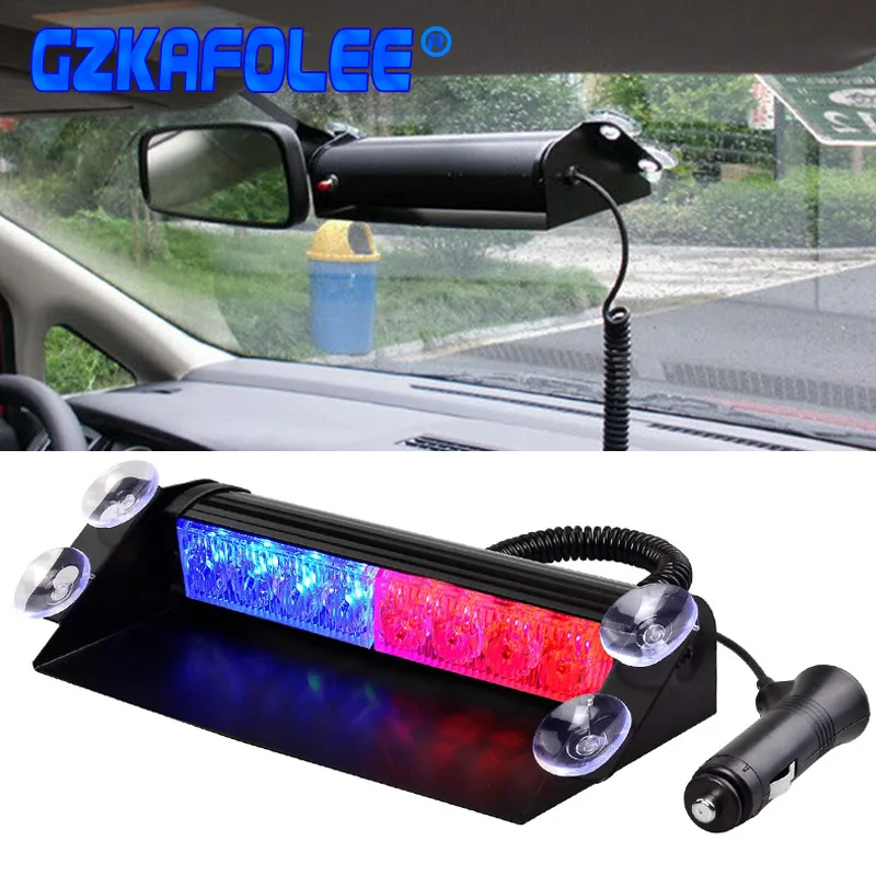 

8 LED Red/Blue Yellow Blue Car Police Strobe Flashing Light Dash Emergency Warning 3 Flashing Fog Lights 3 Style