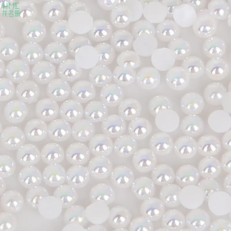 

New 3/4/5/6/8/10/12/14mm 50-1000pcs/bag White ABS Imitation Pearl Half Round Flatback for DIY Craft Jewelry Findings Making