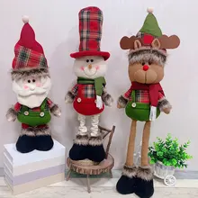 Санта-Клаус со снеговиками, с северными оленями кукла игрушка стоящая фигурка Рождественская елка украшения Новогодний подарок для детей украшение стола