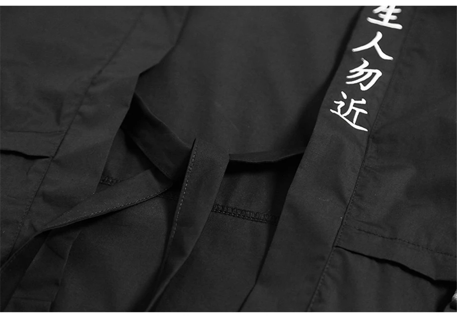 Harajuku Open Stitch Kimono Jackets Men Hip Hop Thin Coat Ribbon Streetwear Male Fashion Autumn Mens Loose Jacket