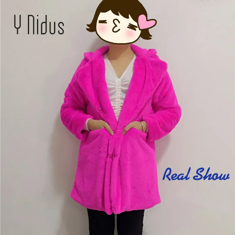 Fur Coat Winter Woman Blend Overcoat 2018 Fluffy Faux Fur Warm Outwear Coat Long Sleeve Jacket Pockets Cardigan Casaco Feminino