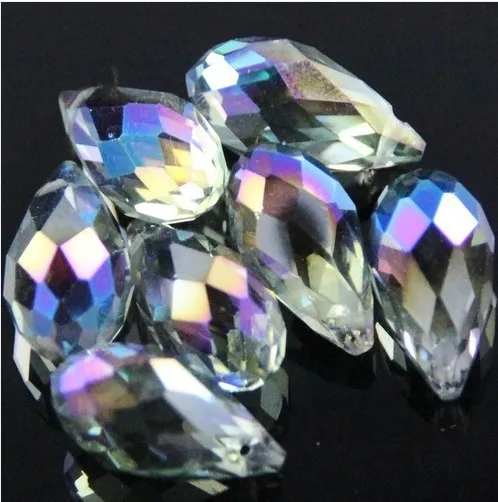 12mm Blue 200 x Faceted Glass Drop Beads