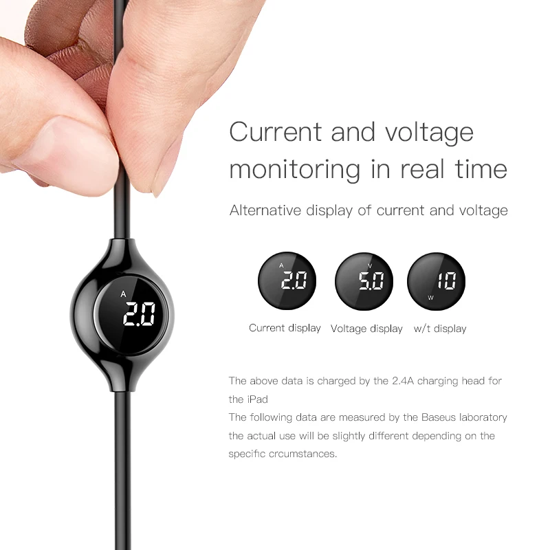 Koop Baseus Big Eye Digital Display USB Kabel voor iPhone 8 Plus Charger Kabel met Magnetische Vel voor iPhone xs max oplaadkabel