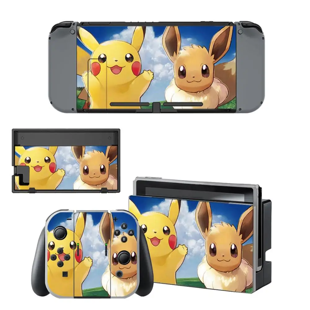 Pokemon Go Pikachu Nintend Switch Vinyl Skins Sticker For Nintendo Switch Console and Controller Skin Set
