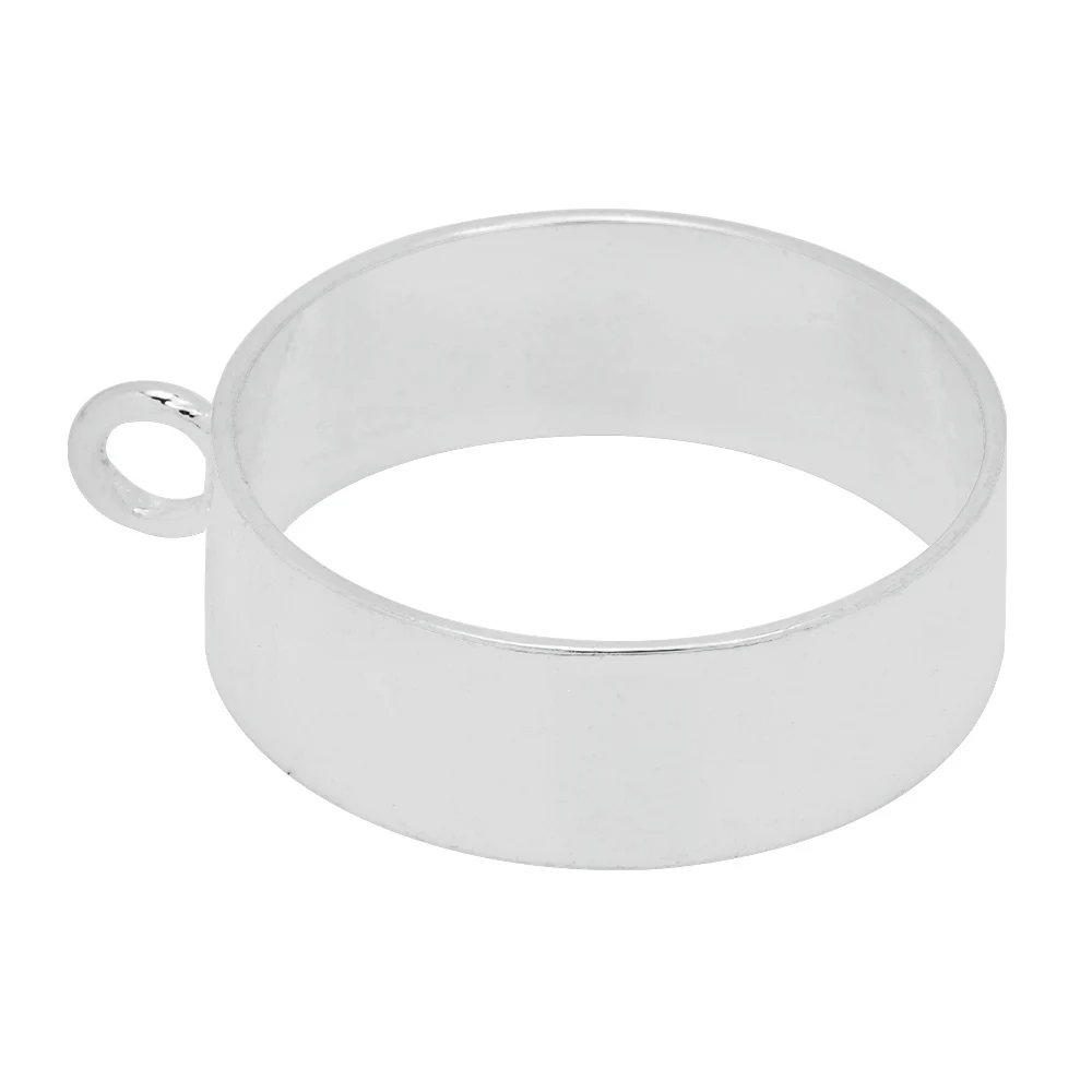 

Silver plated metal pressed flower open back bezel round pendant, metal pendant settings for jewelry making