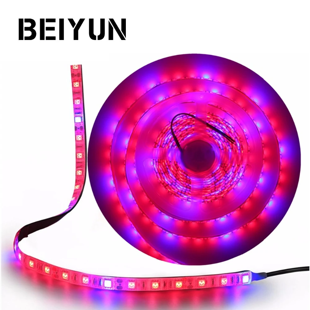 

5050 LED Strip Grow Lights Flexible Tape DC12V Waterproof 5M LED Phyto Plant Growth lamp For Greenhouse Hydroponic Plant Growing