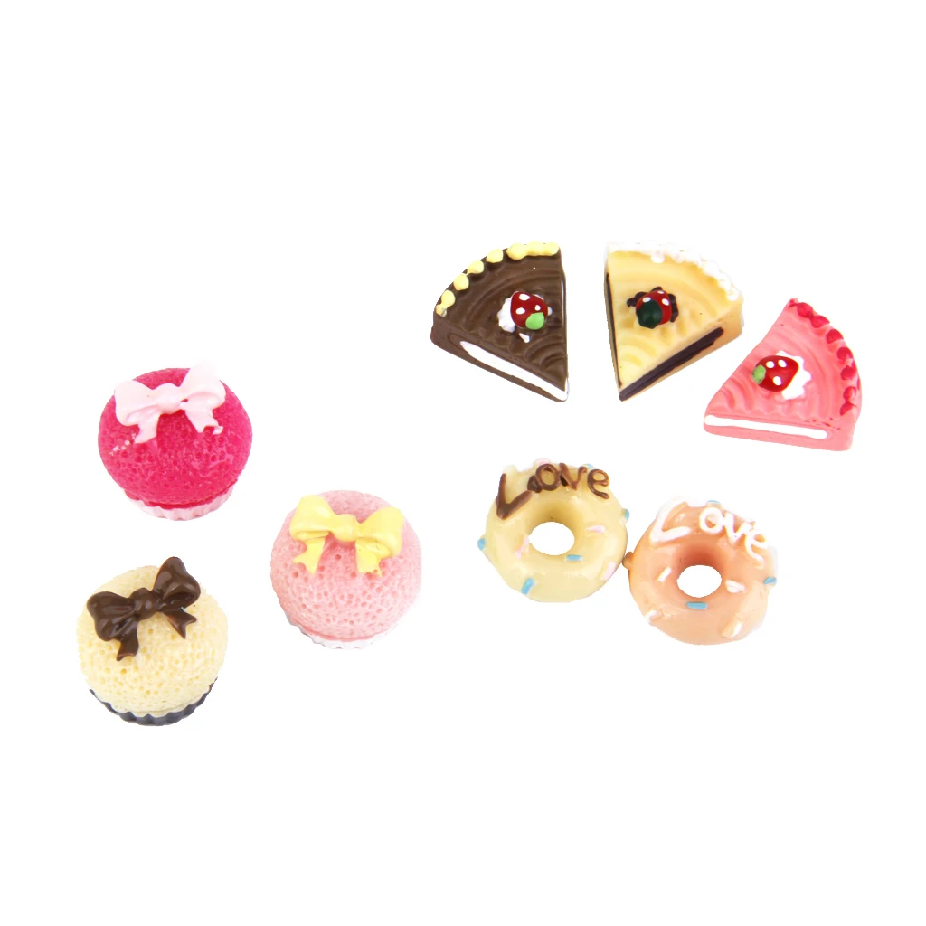 8 pcs Mixed Resin Assorted Cakes 1/12 Scale Dollhouse Miniature Doll Kitchen Accessory Decoration