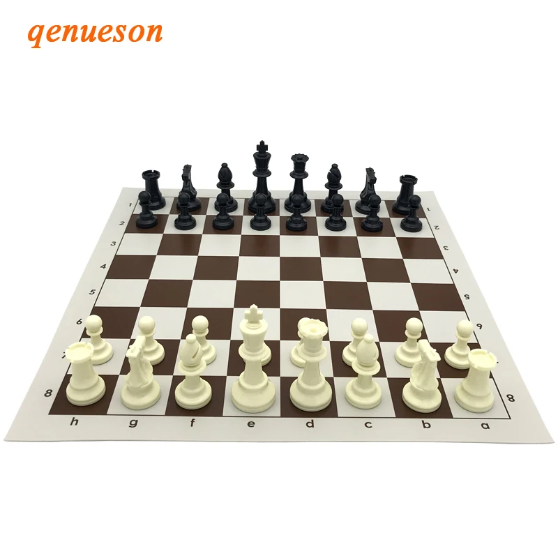 

New High Quality Exquisite Standard PVC Solid Plastic Chess Set Portable Leather Chess Board Children Gift Puzzle Games qenueson