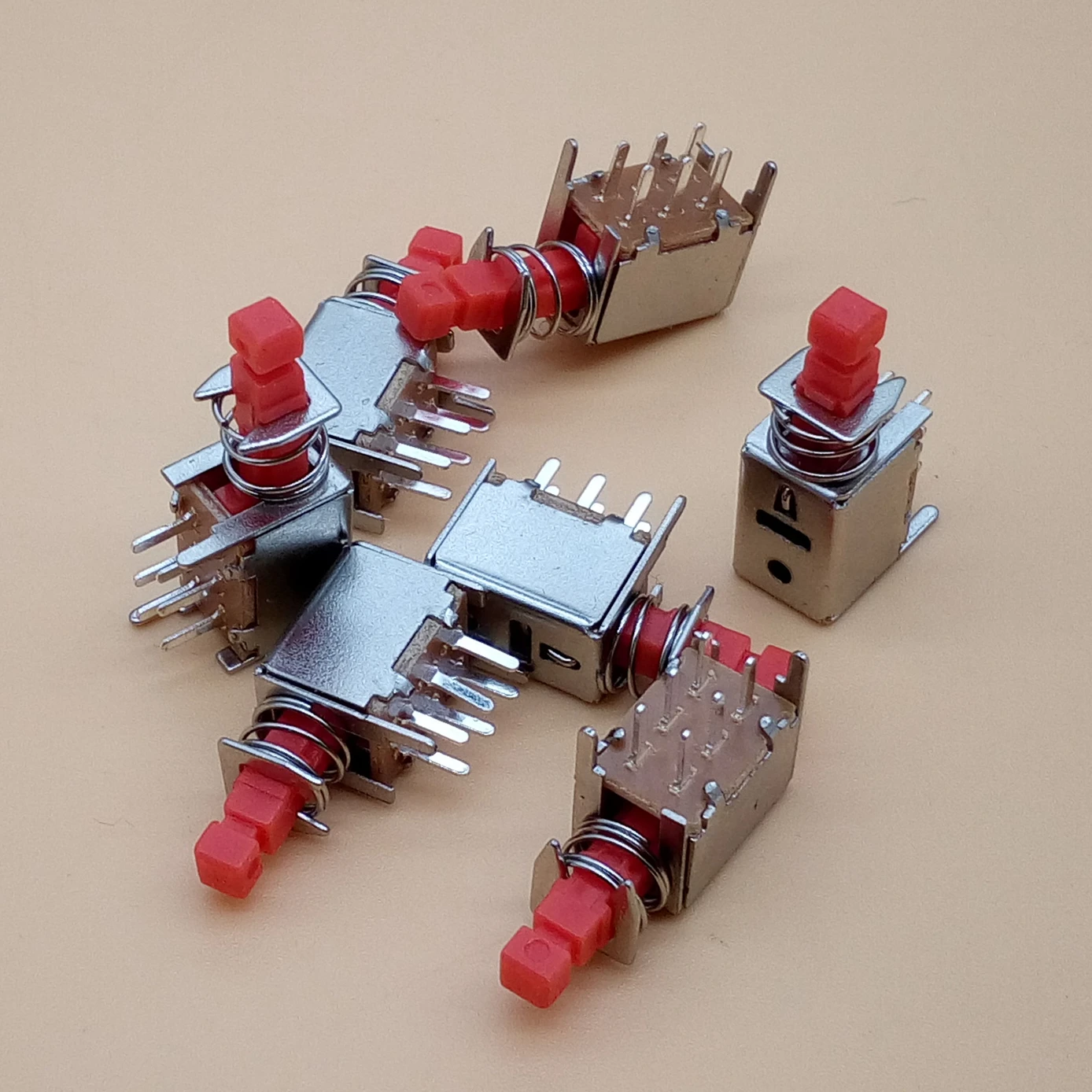 

10pcs DPDT Double Pole 6 Pin Self-locking Key Power Switches PS-22F03 Right Angle PCB Latching Push Button Switch