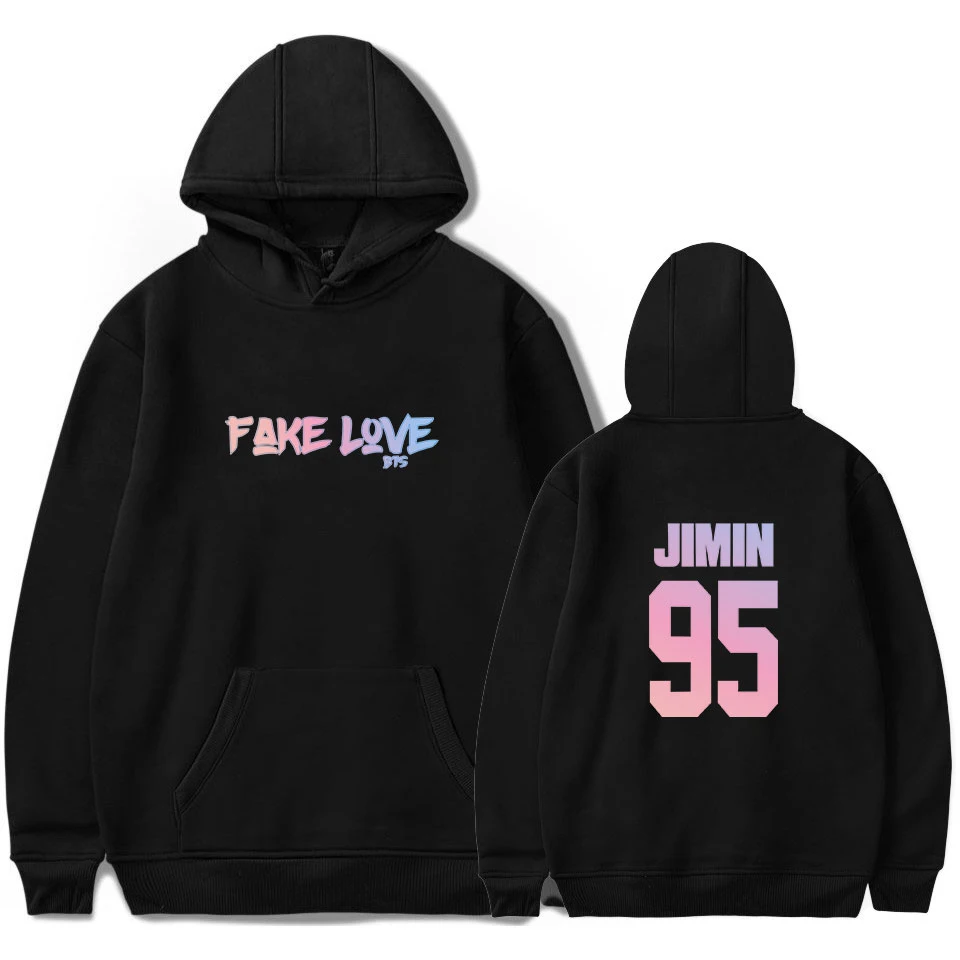 BTS поддельные любовь толстовки поп Harajuku Толстовка Для женщин bangtan bts Цзиминь
