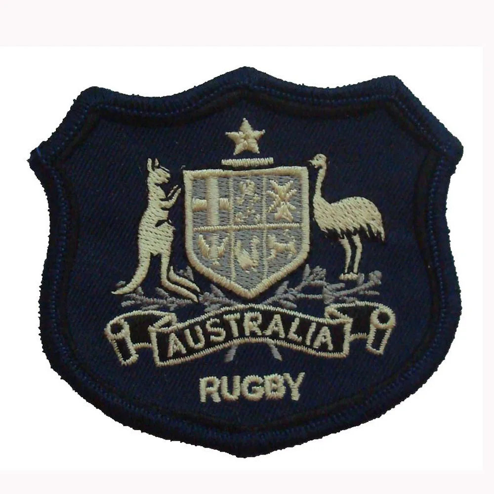 Customized merrowed edge AUSTRALIA RUGBY cloth patchin Patches from