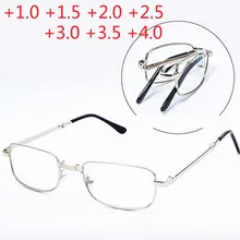 Складные металлические женские очки для чтения, складные оправы для очков, очки для зрения+ 1,0+ 2,0+ 3,0+ 3,5+ 4,0, тонкий чехол, портативный, 031