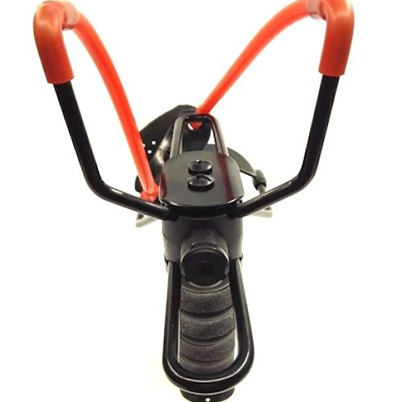 

Black Sturdy Steel Frame with Laser Sight Slingshot Model with Red Powerful Elastic Band and Wrist Support Bracket