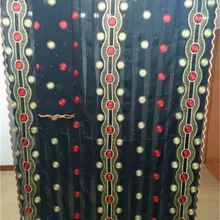 Африканская металлическая шелковая ткань высокого качества Кружева оборочки из мягкого шелка ткань с камнями черная атласная ткань 5+ 2 ярдов/партия HL