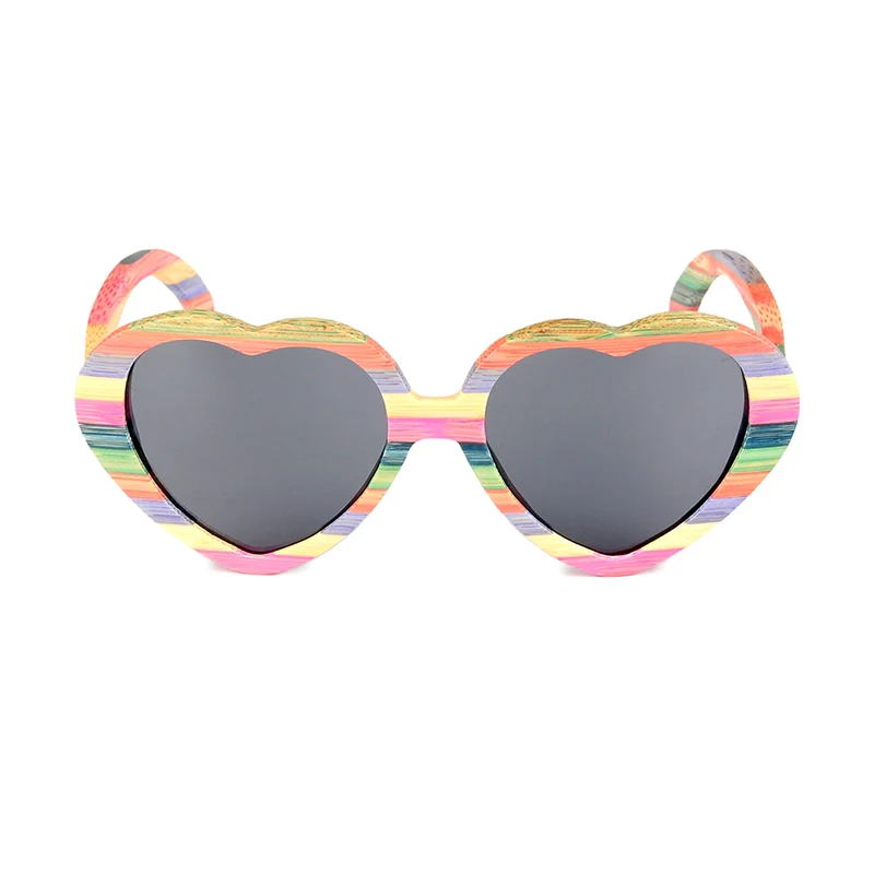 Heart Colorful Bamboo Wooden SUNGLASSES (6)