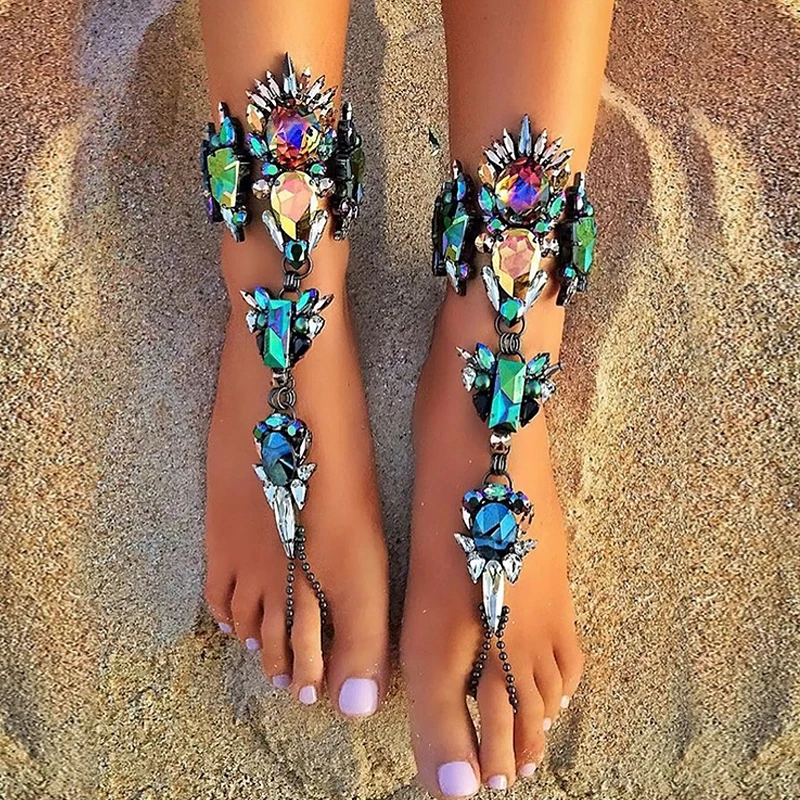 Hot 2017 Fashion Wedding Barefoot Sandals Beach Foot Jewelry Sexy Pie Leg Chain Female Boho Crystal Anklet for women Hot 2017 Fashion Wedding Barefoot Sandals Beach Foot Jewelry Sexy Pie Leg Chain Female Boho Crystal Anklet for women