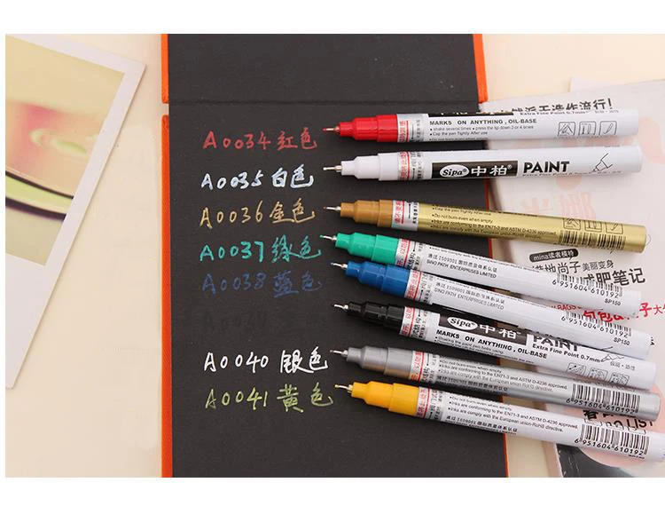 Baseado em Óleo Marcador de Tinta Marcador de Arte Marcadores de Pintura Sipa Cores Neelde Canetas Extra Ponto Fino Permanente Caneta Faça Você Mesmo Grafite 8 0.7mm 7 Material escolar e de escritório