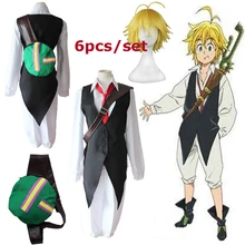 Унисекс японское аниме Cos The Seven Deadly Sins Взрослый Хэллоуин Карнавал Dragon's Sin of Wrath Meliodas Косплей Костюм с париком