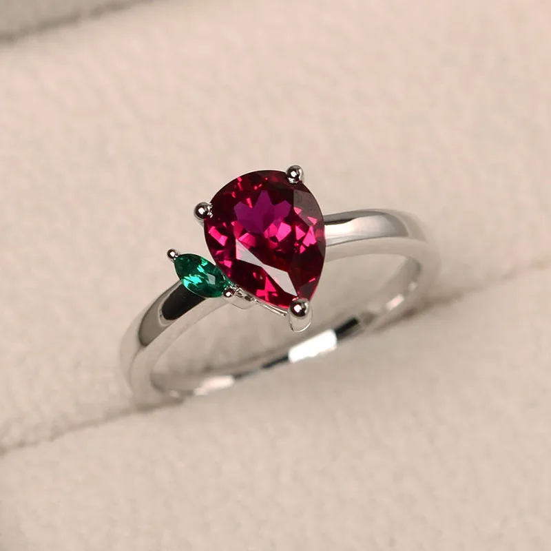

Birth Stone silver plated ring Waterdrop Engagement Finger Rings Fashion New Brand Bijoux zircon ring For Women Jewelry J40