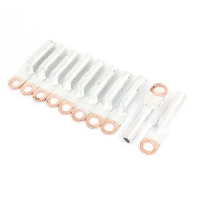 

10 x Silver Tone 8mm Dia Bolt 16mm2 Copper Lug Cable Connector Battery Terminal