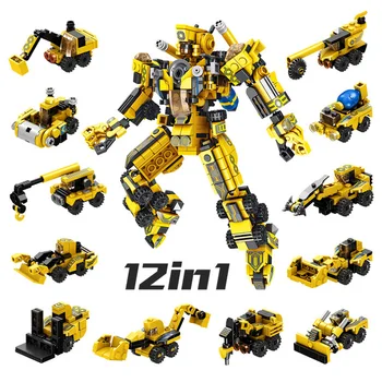 

576pcs 12 in 1 Deformation series children assembled building blocks boy Robot Figures Bricks Educational Toys For Kid