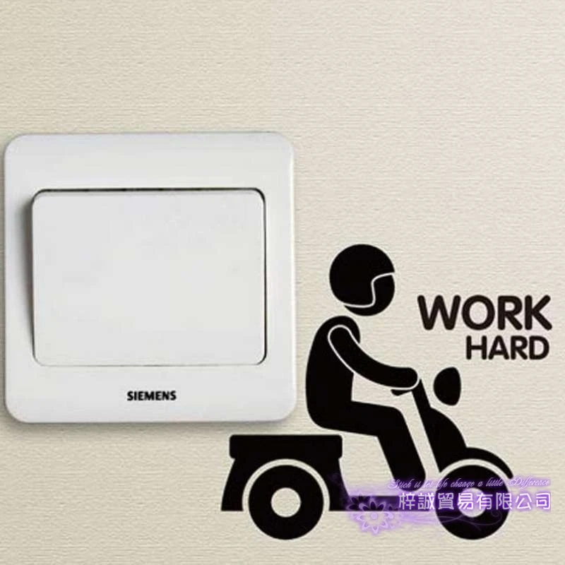 Dctal Little Man Work Hard Motorcycle Pull Switch Panel Sticker Decal Posters Vinyl Wall Decals Parede Decor Mural