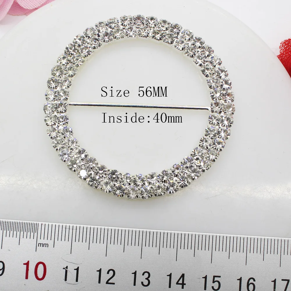

ZMASEY Silver Metal Buckles 55mm Rhinestones Buckles 5Pcs/Lot A-grade Crystal Ornaments Wedding Festival Party Decoration