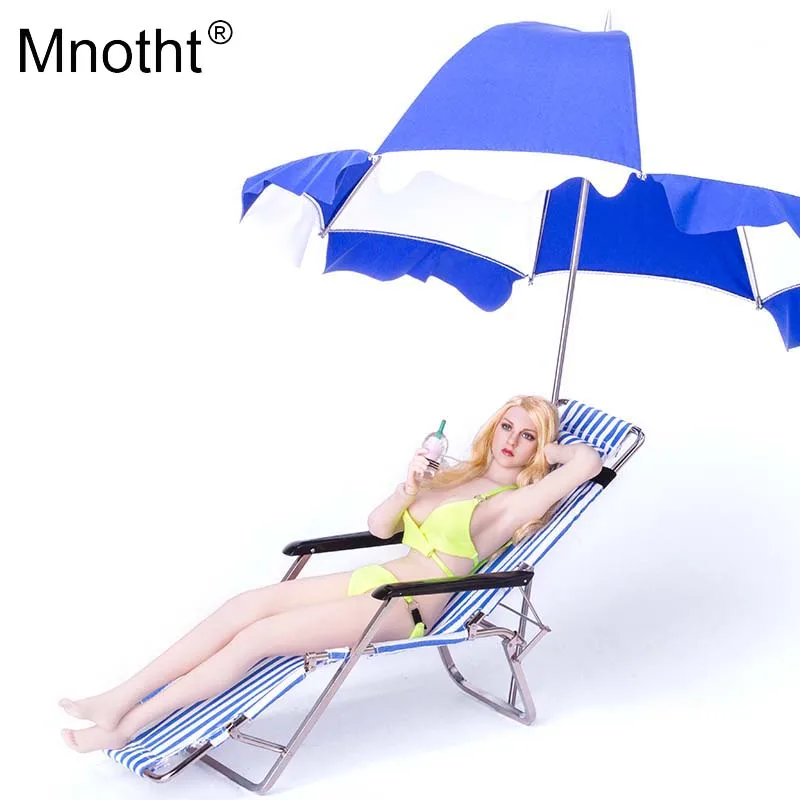 

Mnotht 1/6Sence Accessory ZY3002 Sun Umbrella Model Beach Blue White Umbrella Toy for 12in Soldier Action Figure Collection m6n