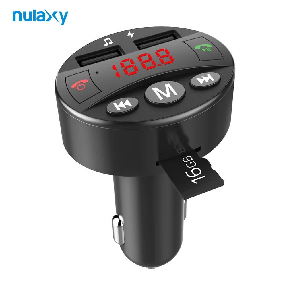 

Nulaxy FM Transmitter Bluetooth Car Kit MP3 Player FM Modulator Hands-free Bluetooth Support TF Card USB Disk Music Playing