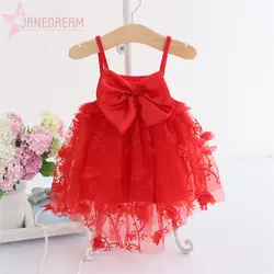 Милое привлекательное модное удобное платье без рукавов с цветочным принтом и большим бантом для вечерние, детская пляжная одежда #273887