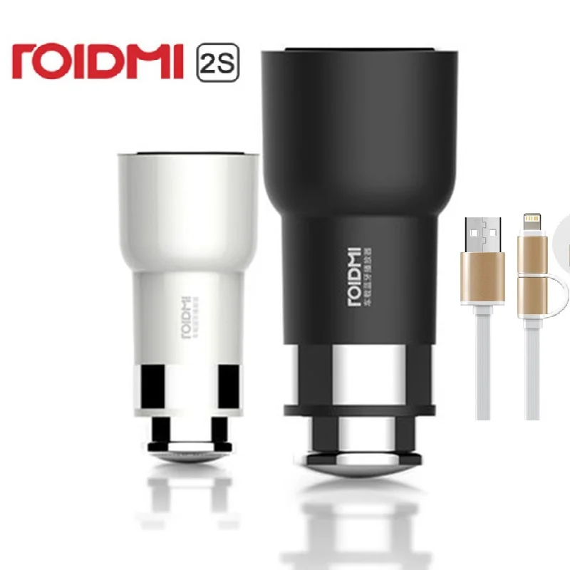 

Original Xiaomi ROIDMI 2S 5V 3.8A Bluetooth Handfree Car Charger With Music Player FM transmitters For iPhone 7 5S 6 6S